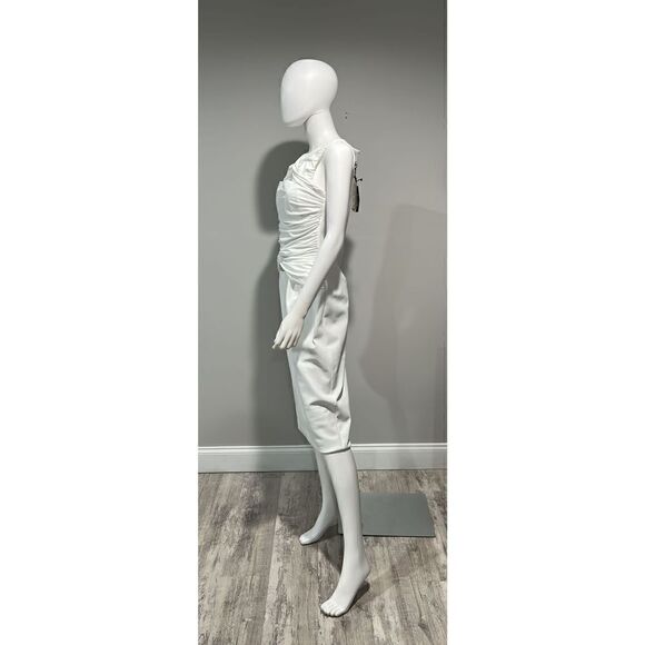 Chiara boni La Petite Robe Audrine White Ruched Cutout Bodycon Dress Size 12 NWT - Picture 9 of 10